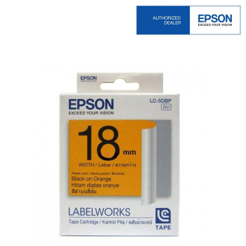 Epson LC-5DBP LabelWorks Tape - 18mm Black on Orange Tape EOL 02/09/2016
