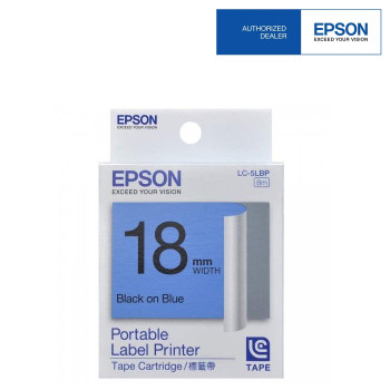 Epson LC-5LBP LabelWorks Tape - 18mm Black on Blue Tape EOL 02/09/2016
