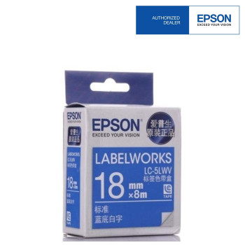Epson LC-5LWV LabelWorks Tape - 18mm White on Blue Tape EOL 02/09/2016