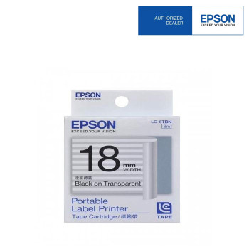 Epson LC-5TBN LabelWorks Tape - 18mm Black on Transparent Tape EOL 02/09/2016