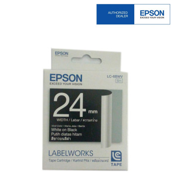 Epson LC-6BWV LabelWorks Tape - 24mm White on Black Tape EOL 02/09/2016