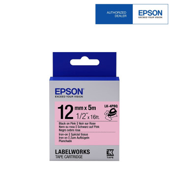 Epson LK-4PBQ 12mm Black on Pink Tape (Iron On)