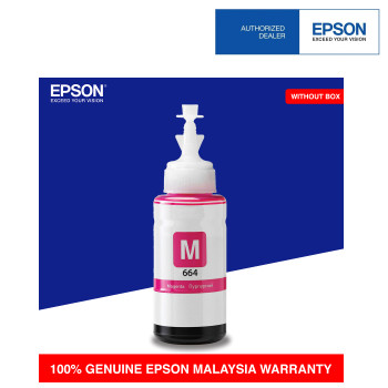 [100% GENUINE] Epson L100 L200 L300 Magenta Ink Cartridge Bottle - Original Epson T664 T6643 T664300 Ink Tank Bottle (C13T664300)