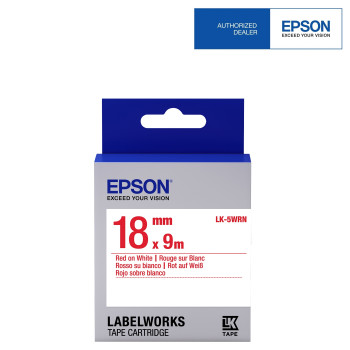 Epson Label Cartridge 18mm Red on White Tape (Common)