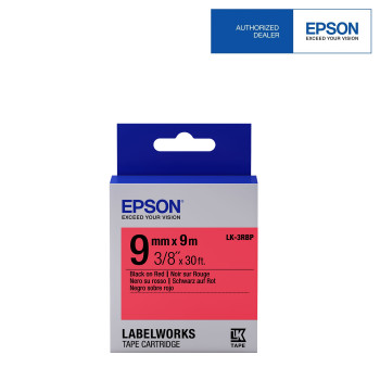 Epson LK-3RBP 9 mm Black on Red Tape