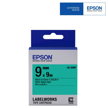 Epson Label Cartridge 9mm Black on Green Tape (Pastel)