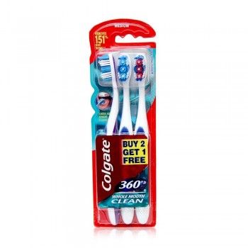 Colgate 360 Whole Mouth Clean Toothbrush Value Pack Medium x 3 pcs