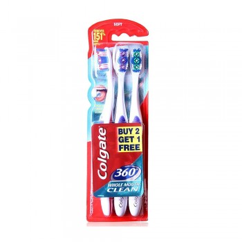 Colgate 360 Whole Mouth Clean Toothbrush Value Pack Soft  x 3 pcs