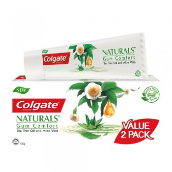 Colgate Naturals Gum Comfort (Tea Tree Oil & Aloe Vera) Toothpaste Valuepack 120g x 2