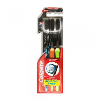 Colgate SlimSoft Charcoal Toothbrush Value Pack Ultra Soft x 3 pcs
