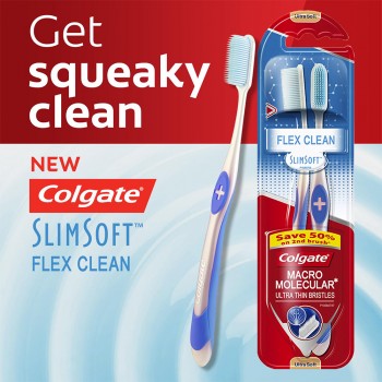 Colgate SlimSoft Flex Clean Toothbrush Value Pack Ultra Soft  x 2 pcs