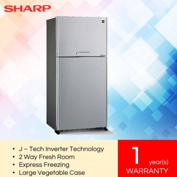 SharpÂ SHP-SJP60MFMS Pelican Metal Silver 2-Door J-Tech Inverter Series Refrigerator (610L)