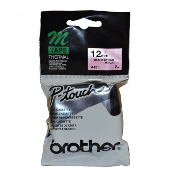 Brother M-E31 Black on Pink 12mm tape 