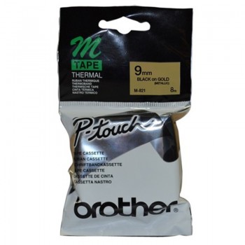 Brother M-821 Black on Metallic Gold 9mm Tape