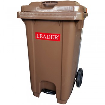 Mobile Garbage Bins with Foot Pedal 80L - Brown