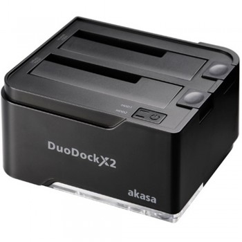 Akasa Duodock X Dual Bay USB3.0 Docking Station with Off-Line Cloning Function (Black) 