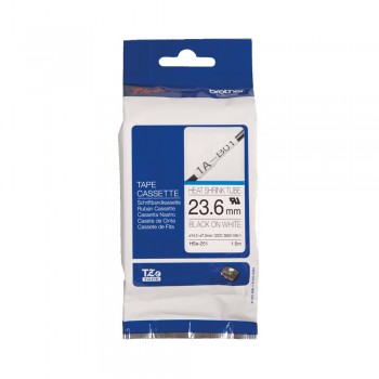 Brother Hse-251 - Black on white Heat Shrink Tape