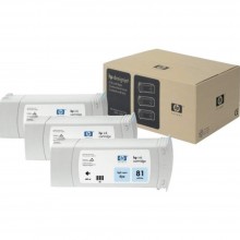 HP 81 Dye Cartridges (3-pack) 680-ml - Light Cyan (C5070A)