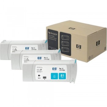 HP 81 Dye Cartridges (3-pack) 680-ml - Cyan (C5067A)