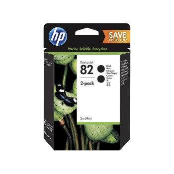 HP 82 Black DesignJet Ink Cartridges 69ml (2 pack)
