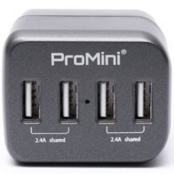Magic Pro - ProMini Power Station 4T - 4.8A 4-Port USB Power Charger with 1pc 80cm Fast Recharging Micro USB Cable with Travel Kit Adaptor(Grey)