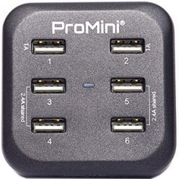 Magic Pro - ProMini Power Station 6T - 6.8A 6-Port USB Power Charger with 1pc 80cm Fast Recharging Micro USB Cable with Travel Kit Adaptor(Grey)
