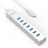 Orico ASH7 Aluminum 7 Port USB 3.0 Hub Exchangable with USB Type A and Type C Connector with 5V2A Power Adapter