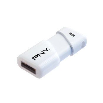 PNY Compact Attache USB 2.0 Flash Drive (32GB) - White (Item No: PNYCOMPATT32G) A4R2B101 EOL-08/10/2016