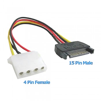 4 Pin (Female) to Sata Power 15 Pin (Male) Cable