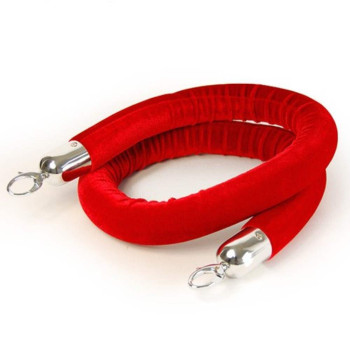 Velvet Queuing Barrier Rope — Red Color, 1.2m (VRP-105)